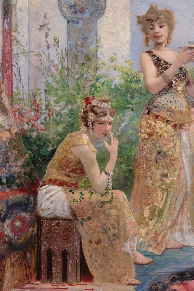 Tableau : Scène orientaliste, France, fin du XIXe siècle-photo-2