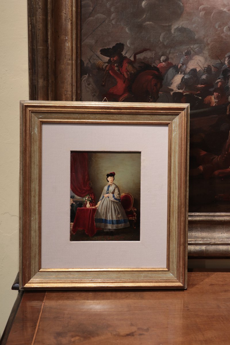 Painting: Portrait Of A Lady, "late 19th Century"-photo-3