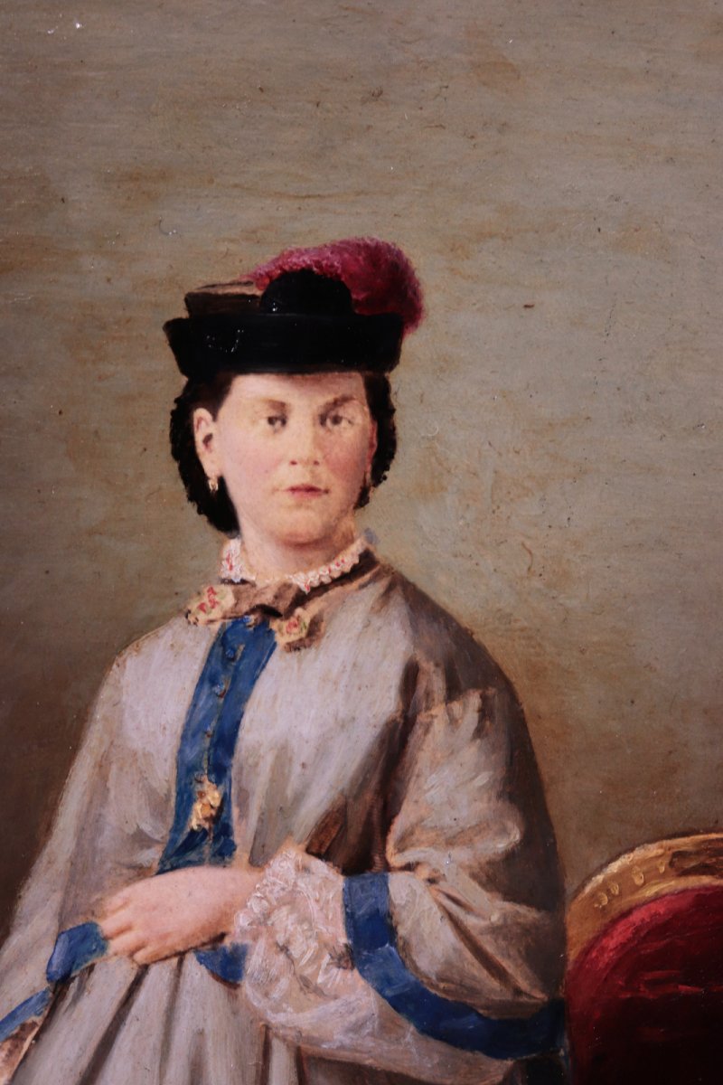 Painting: Portrait Of A Lady, "late 19th Century"-photo-1