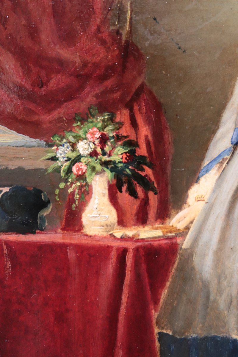 Painting: Portrait Of A Lady, "late 19th Century"-photo-2