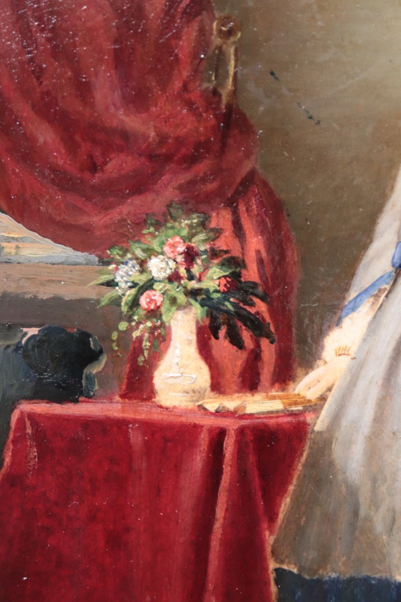 Painting: Portrait Of A Lady, "late 19th Century"-photo-4