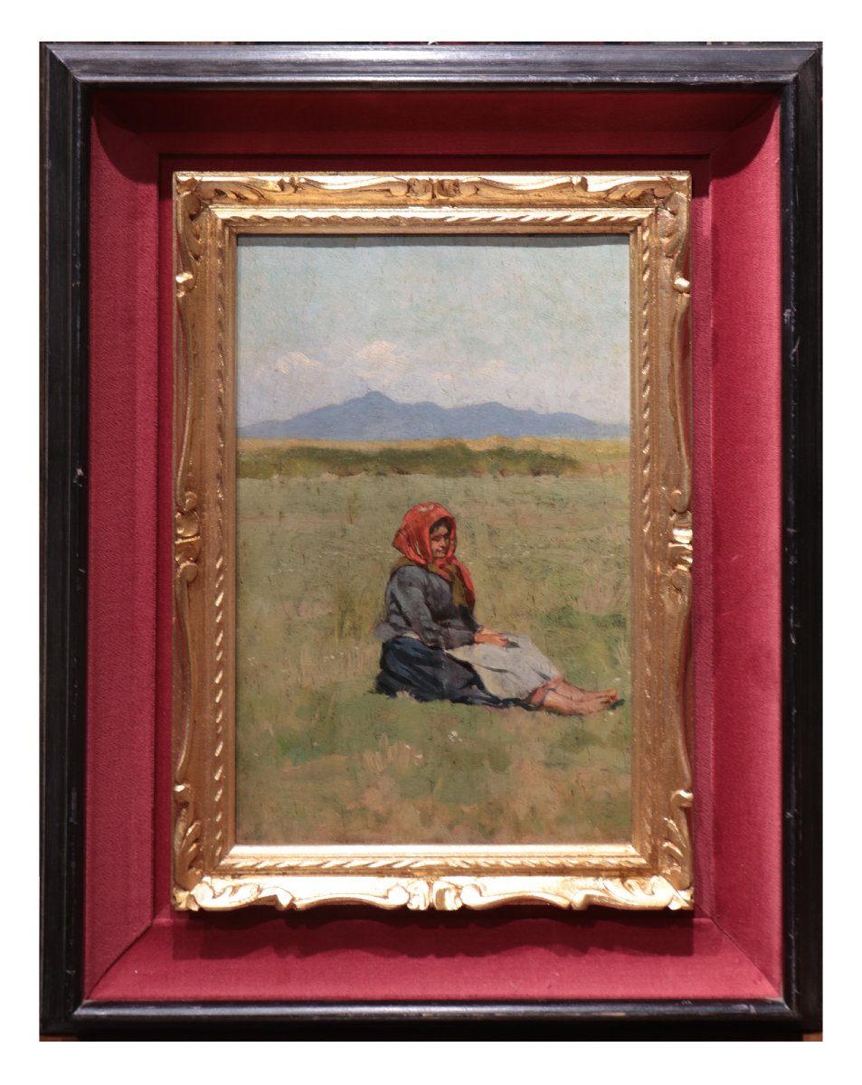 Painting From The Macchiaioli School, *peasant Woman*, Tuscany, Early 1900s