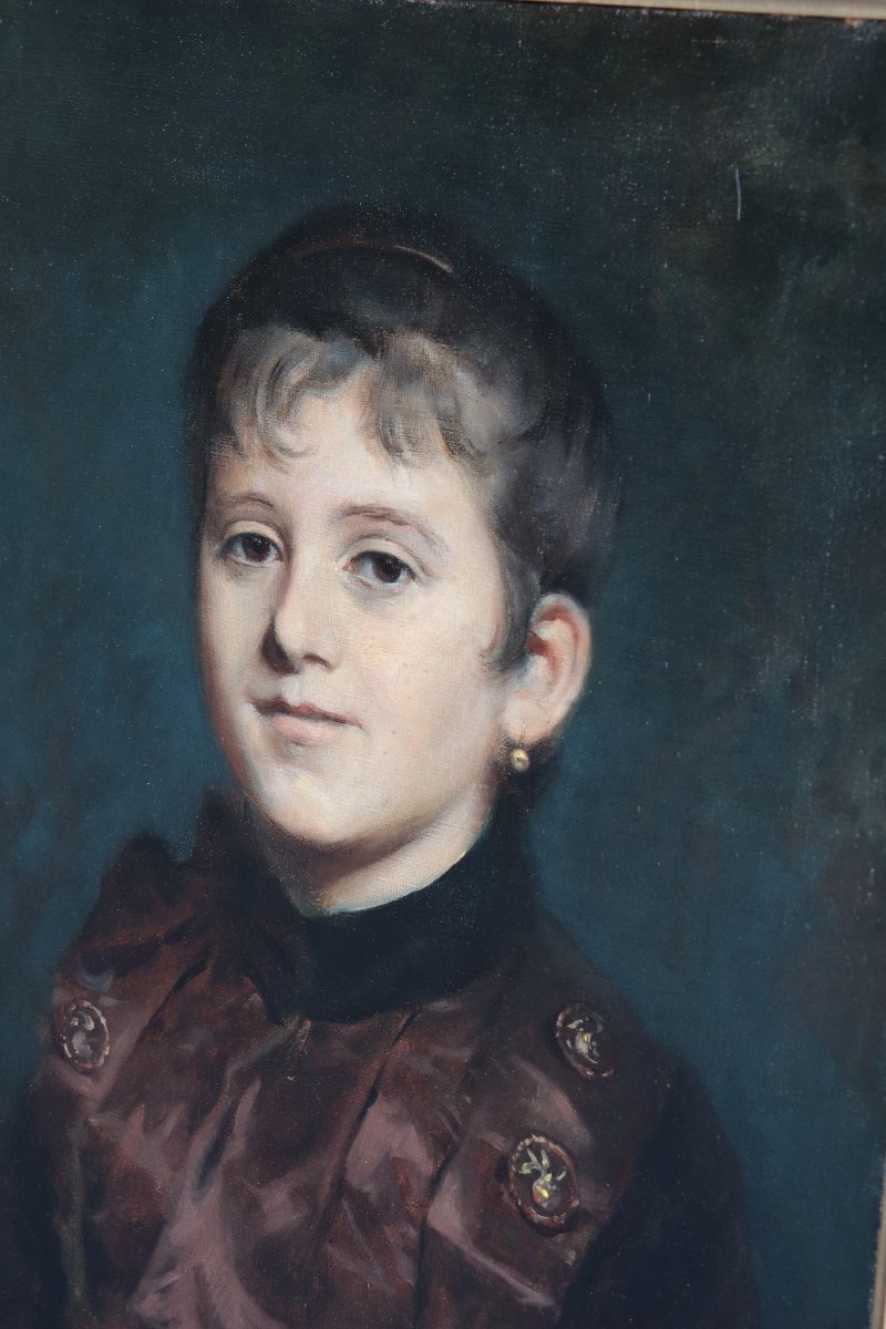 Painting: Portrait Of A Lady, Late 19th Century-photo-3