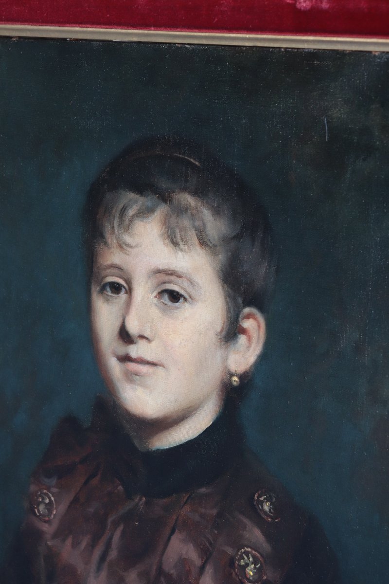 Painting: Portrait Of A Lady, Late 19th Century-photo-4