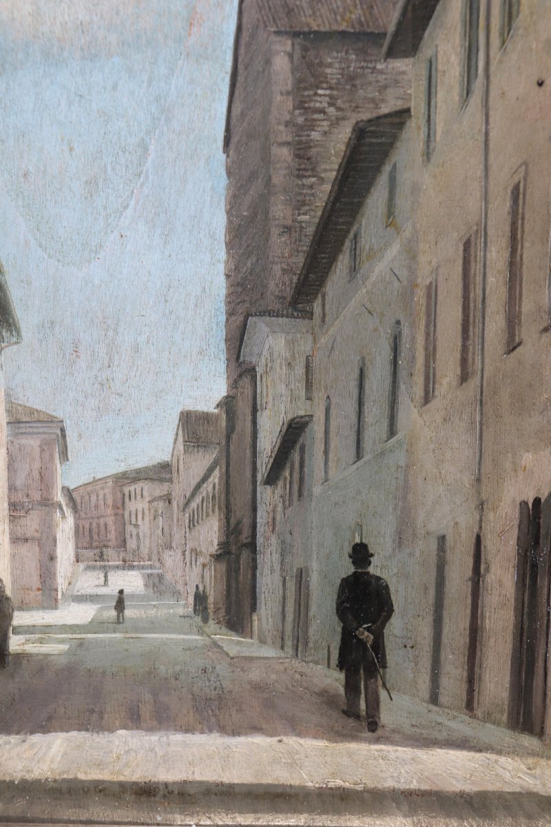 Painting: Cityscape, Tuscany, 20th Century-photo-3