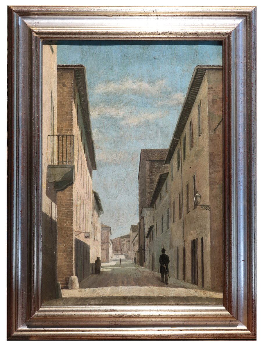 Painting: Cityscape, Tuscany, 20th Century
