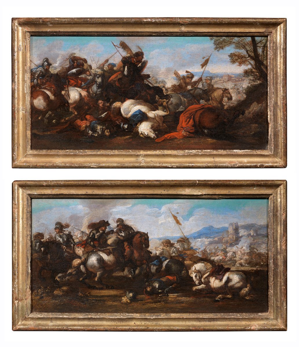 Jacques Courtois Le Bourguignon (1621-1676) - Pair Of Battles