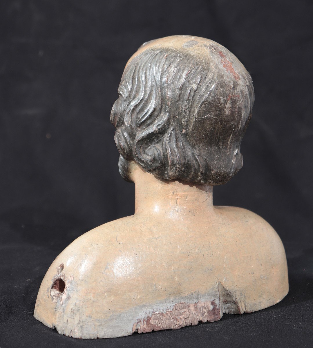 Bust In Polychrome Wood, Tuscany, 18 Century-photo-4