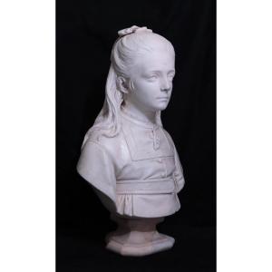 Marble Sculpture: Antonio Tantardini (milan 1829-1879)- Maiden