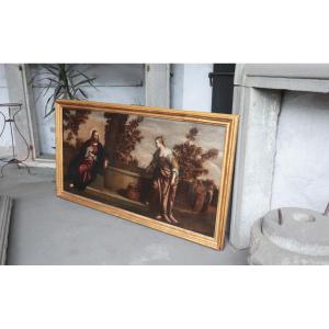 Peintre Vénitien "le Christ Et La Samaritaine Au Puits" 17e Siecle