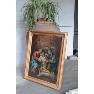 Peinture ancienne : Mort de Saint Joseph Toscane, 18e siècle