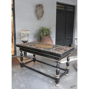 Lacquered Console Table With Marbles, Tuscany, 700s