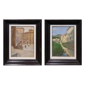 Giuseppe Fraschetti (Florence 1879 - 1956) 2 Paysages florentins