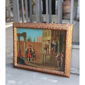 Peinture : Scène théâtrale, Vénétie, XVIIe siècle