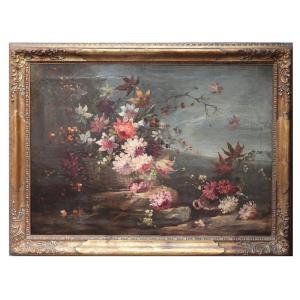 Antique Painting: Still Life With Flowers, 18th Century