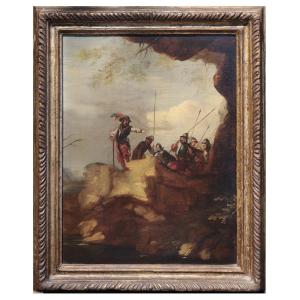 Peinture : Scène de bataille, Italie, XVIIe siècle