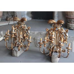 Paire d'appliques en laque et or, Toscane, XVIIIe siècle