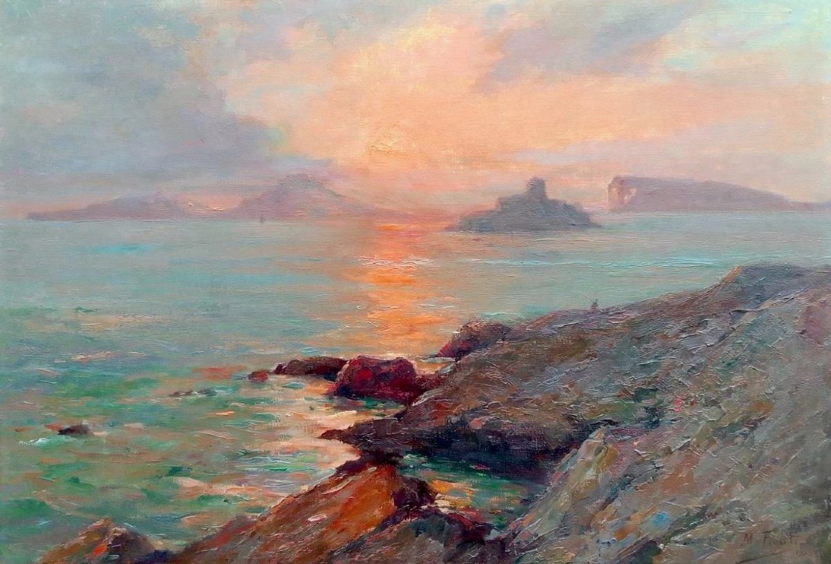 Michel Fronti 1862 1936 - Marseille Château d'If And The Frioul Archipelago - Oil On Canvas 1923