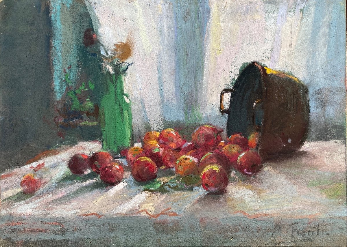 Nature Aux Fruits En Lumière De Michel Fronti signé 1862 1936 - 18 X 23,5 Cm