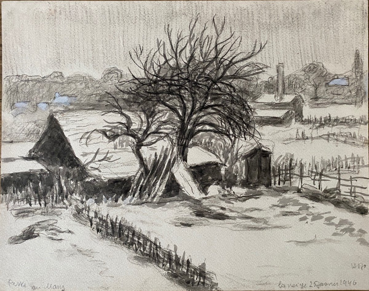 Peske Jean 1870 1949- Jan Miroslav Peszke Quartier Saint Pavin Situé Le Mans Signé Bg Daté 1946