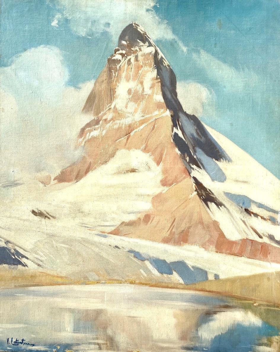 Le Cervin (Suisse-Italie) - huile sur toile signée Virgilio Costantini (1882-1949)