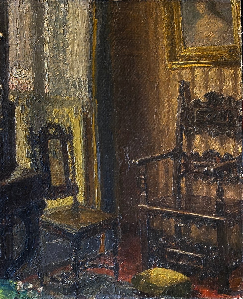 Huile Sur Toile Marouflée Sur Carton Attibuée à Eugène Baudin 1843 - 1907
