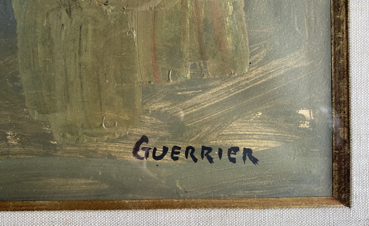Huile & Gouache de Raymond GUERRIER signée  (1920 2002) Paysage de Camargue Circa 1957 - 65X50-photo-3