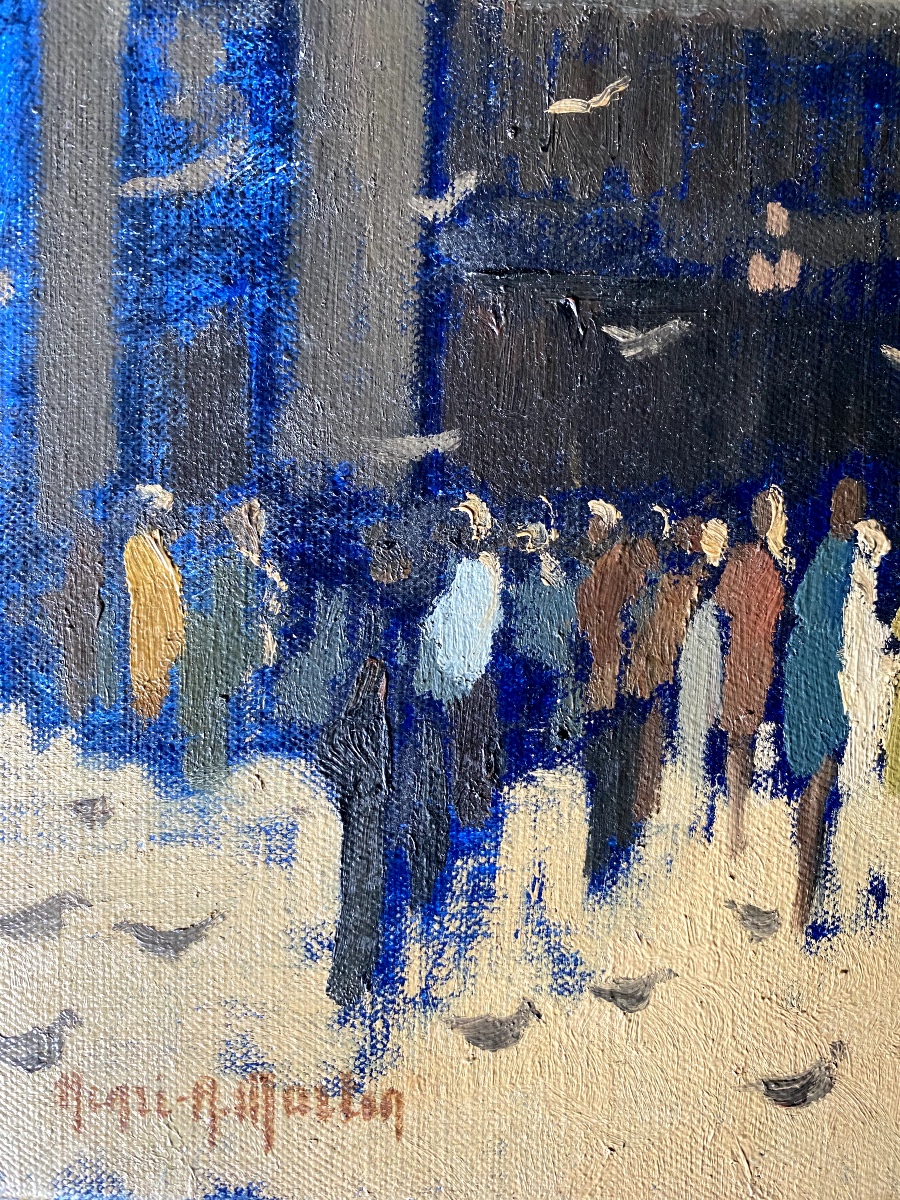 Huile sur toile - Venise - Place Saint-Marc - Signée Henri-André Martin (1918-2004)-photo-2