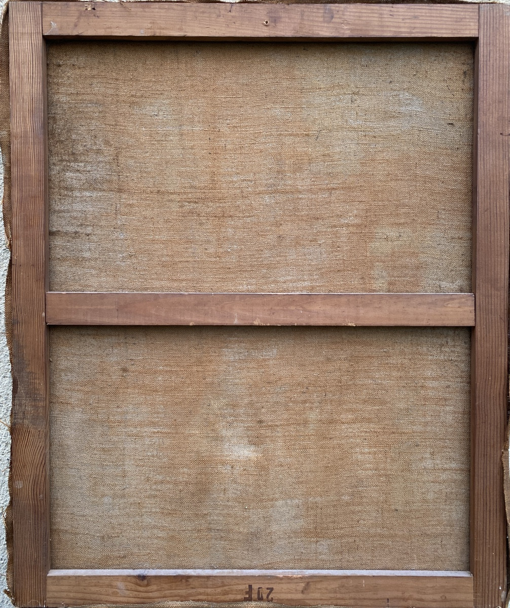 Grande Huile sur toile de Théodore BOULARD  1887 1961 - 73 x60 cm  Eglise de Locronan Finistere-photo-3