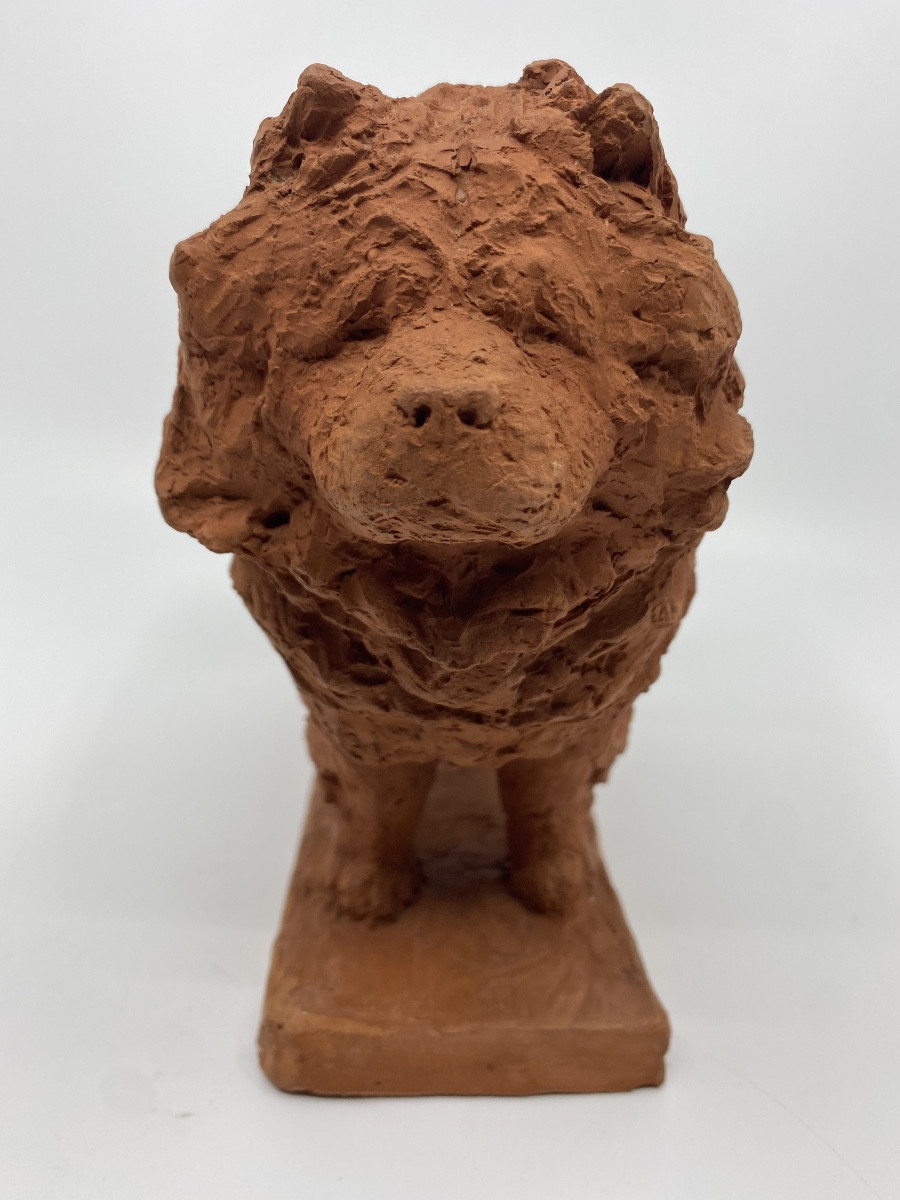 The Chow Chow Terracotta Sculpture By Sculptor Richard Fath, Signed