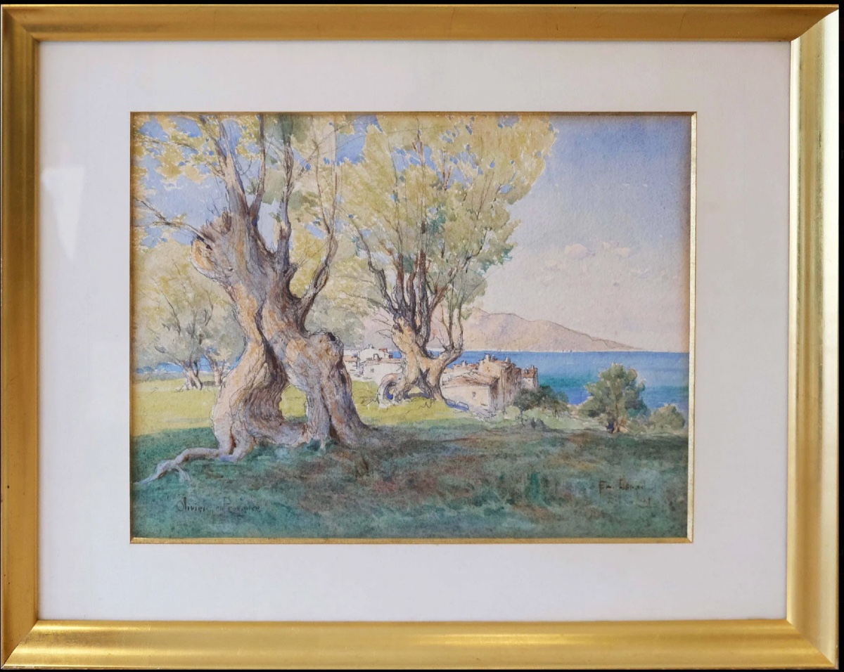 Paysage provençal - aquarelle Émille Appay