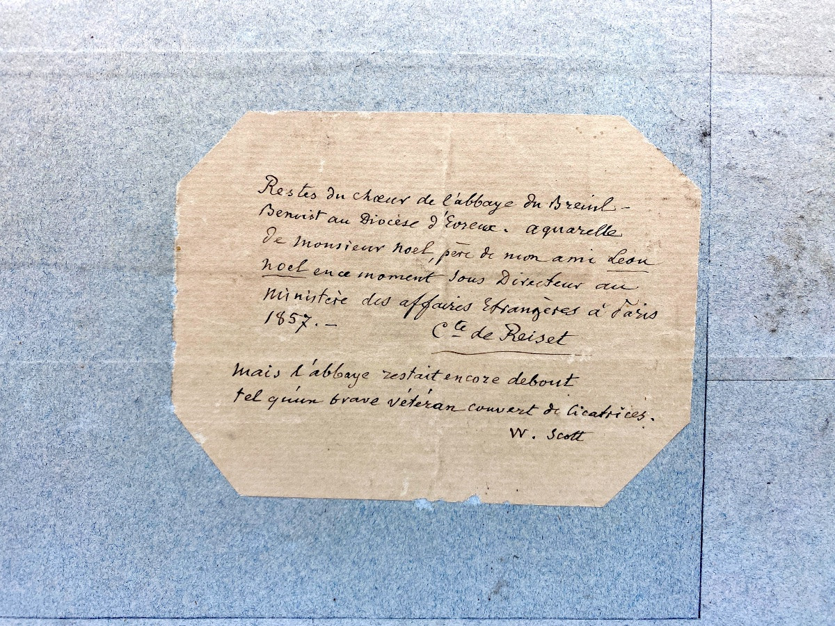 Aquarelle abbaye du Breuil-Benoît fin XIXème (encadrement d’origine Napoléon III)-photo-2