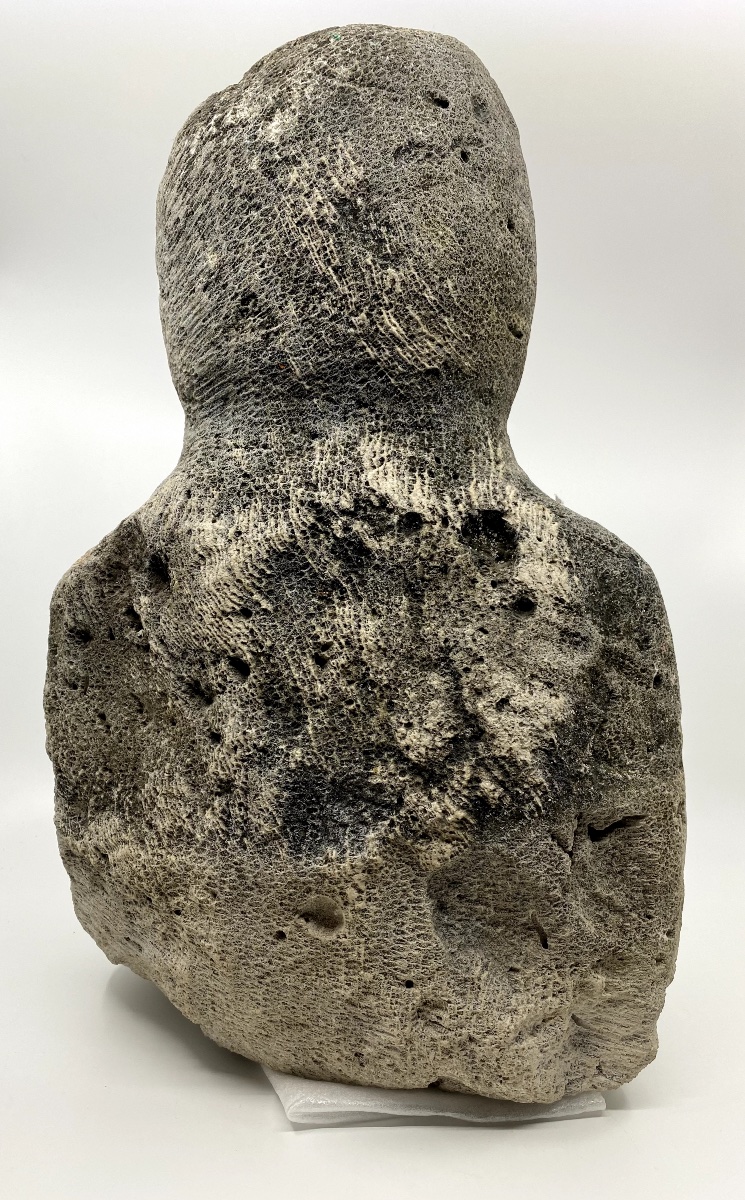 Pumice Stone Sculpture - Bust Of A Man, Outsider Art-photo-5