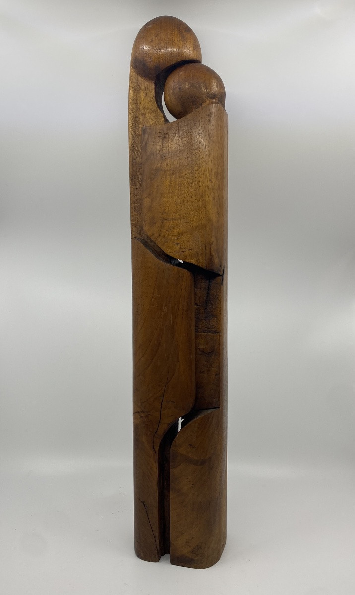 l'Amour la Tendresse grande sculpture unique  en Bois signée en creux REIGNIER  60X11X7,5cm-photo-2