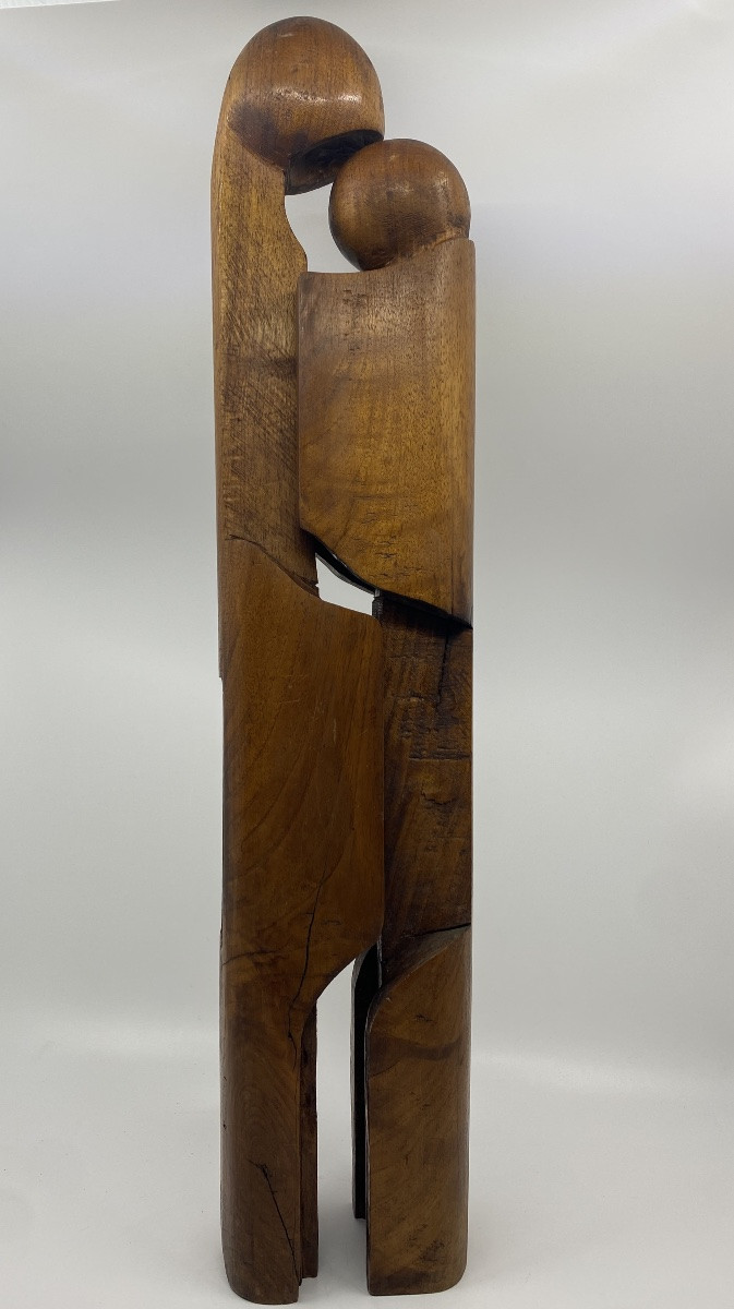 l'Amour la Tendresse grande sculpture unique  en Bois signée en creux REIGNIER  60X11X7,5cm-photo-2