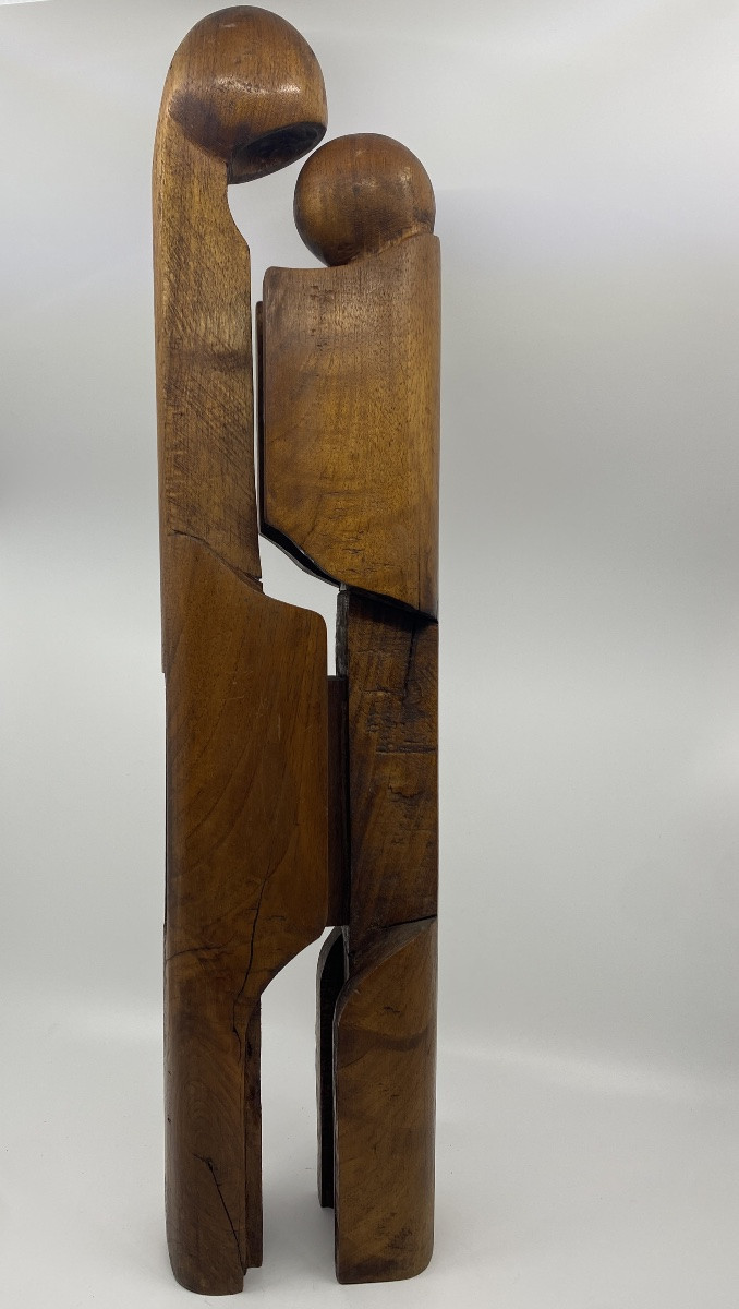 l'Amour la Tendresse grande sculpture unique  en Bois signée en creux REIGNIER  60X11X7,5cm-photo-4