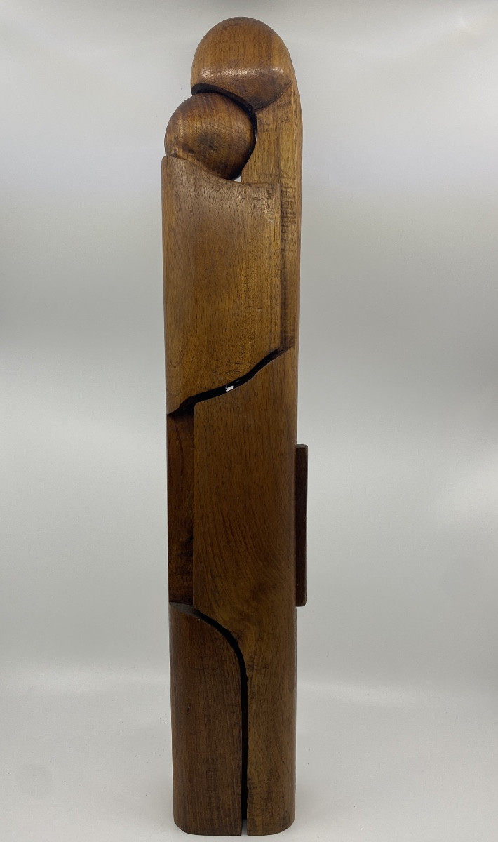 l'Amour la Tendresse grande sculpture unique  en Bois signée en creux REIGNIER  60X11X7,5cm