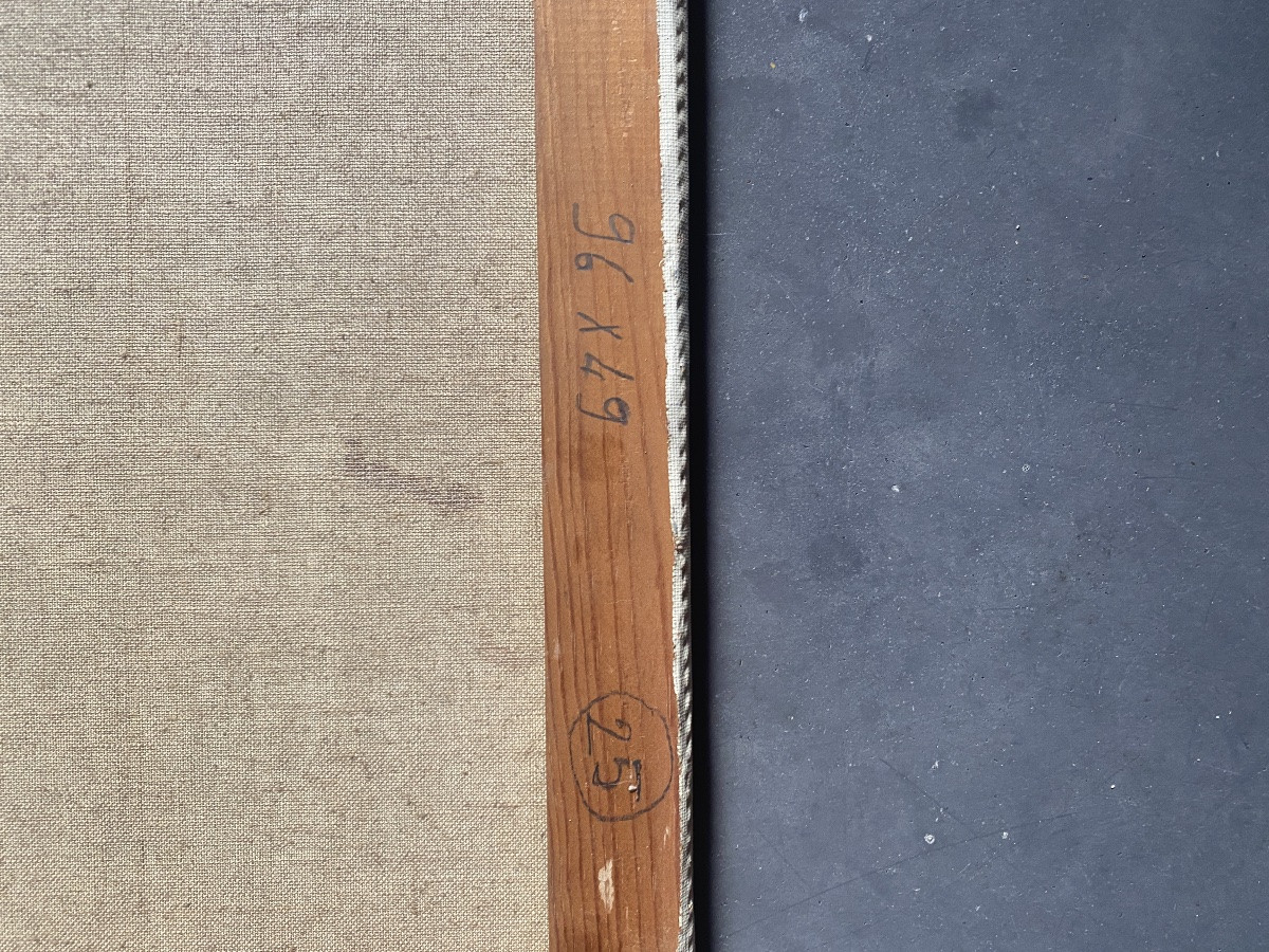 Abstract Oil On Canvas By Vera Freund, 96 X 49 Cm, Signed Lower Right, Dated '61' For 1961-photo-4