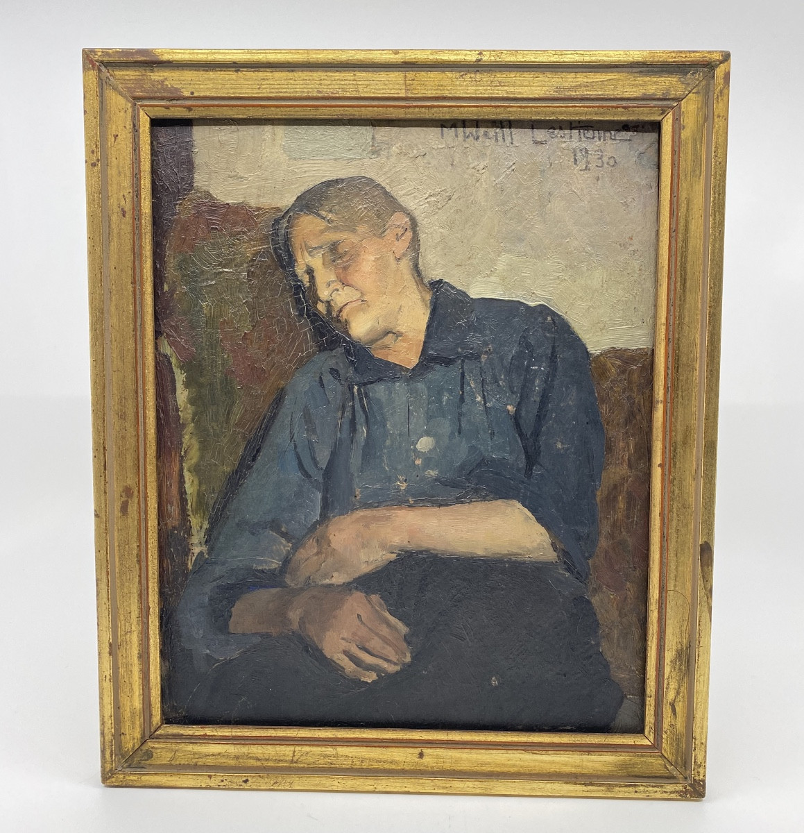 La Sieste - Oil On Panel Signed Madeleine Weill-lestienne