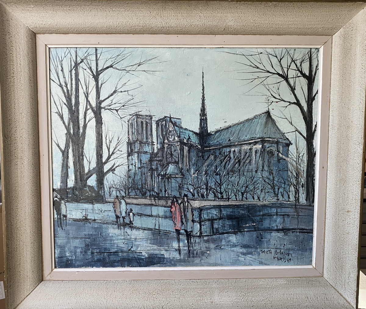 Oil On Canvas By Didier Grandt 1034 - 1976 Notre Dame De Paris Et Quais Bouquinistes 55x46cm