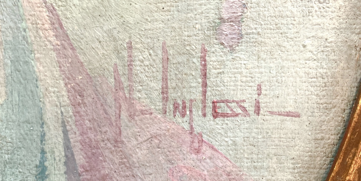 Oil On Canvas Art Nouveau Art Deco Portrait Of A Woman By Noëlle Inglessi Circa 1920 Signed-photo-3