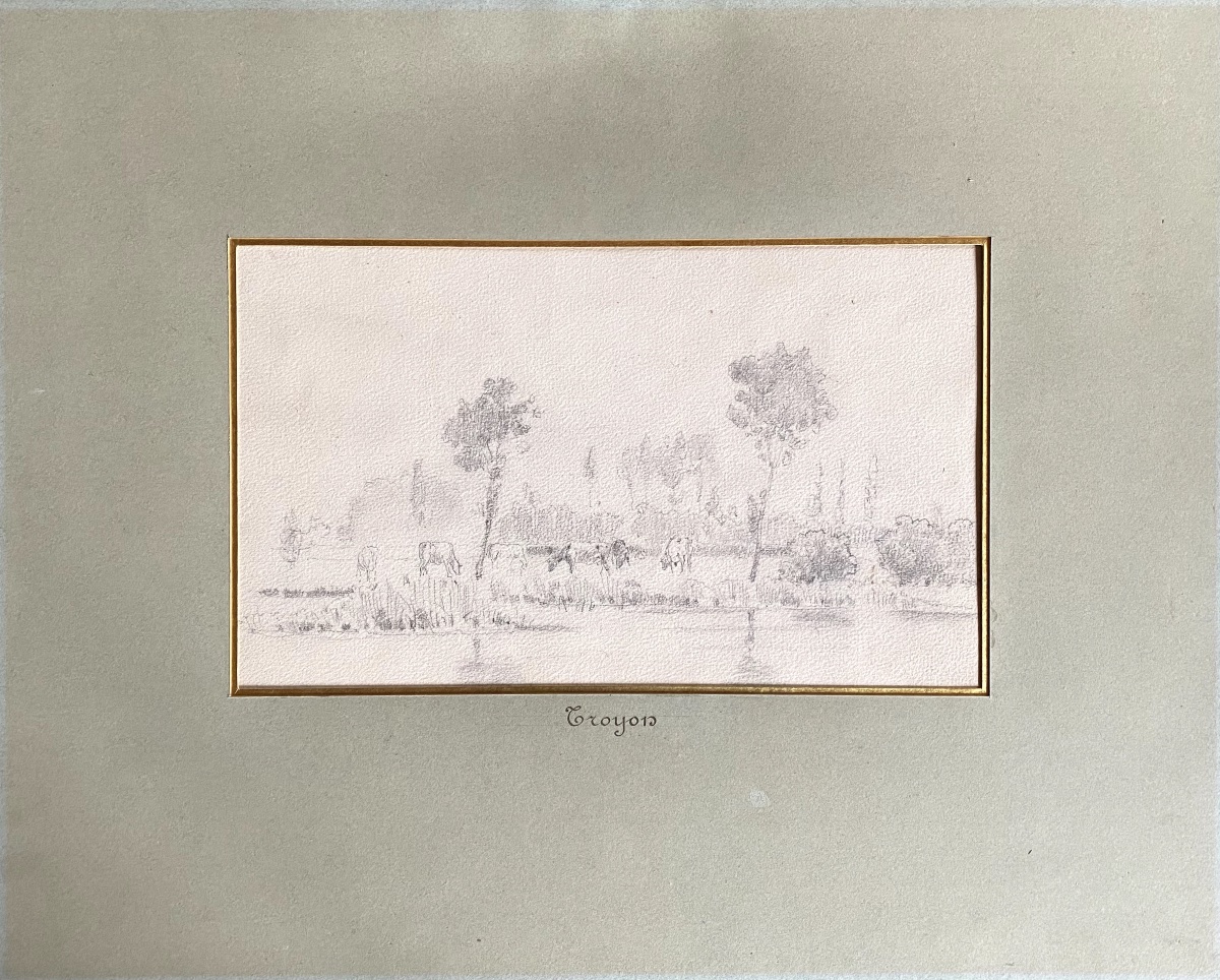 Dessin de vaches dans un champ à la campagne - Constant Troyon (1810-1865)-photo-2