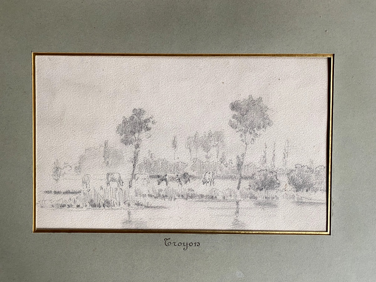 Dessin de vaches dans un champ à la campagne - Constant Troyon (1810-1865)-photo-3