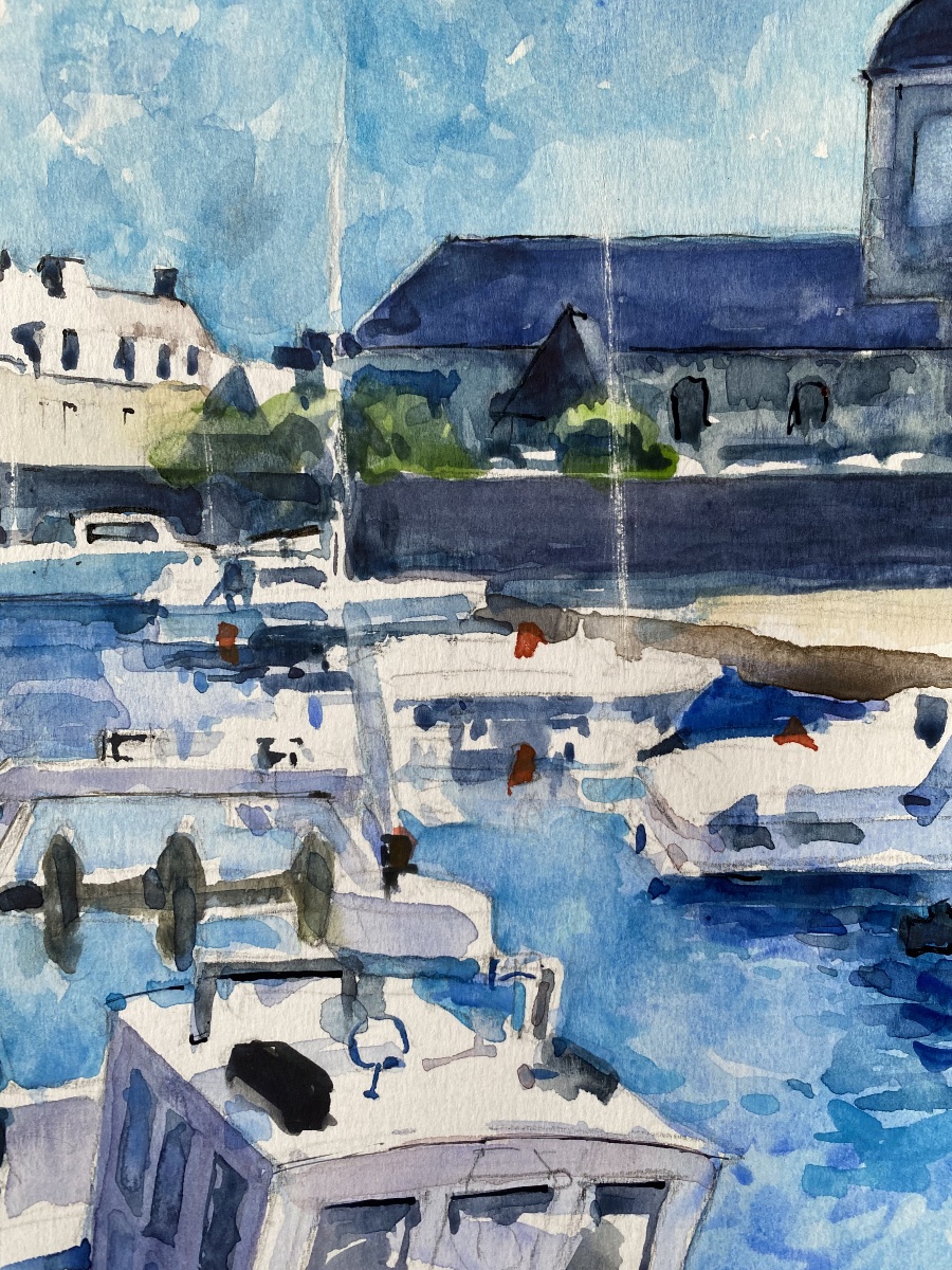 Watercolor Piriac-sur-mer Signed Pierre Neveu (1929-2025)-photo-2