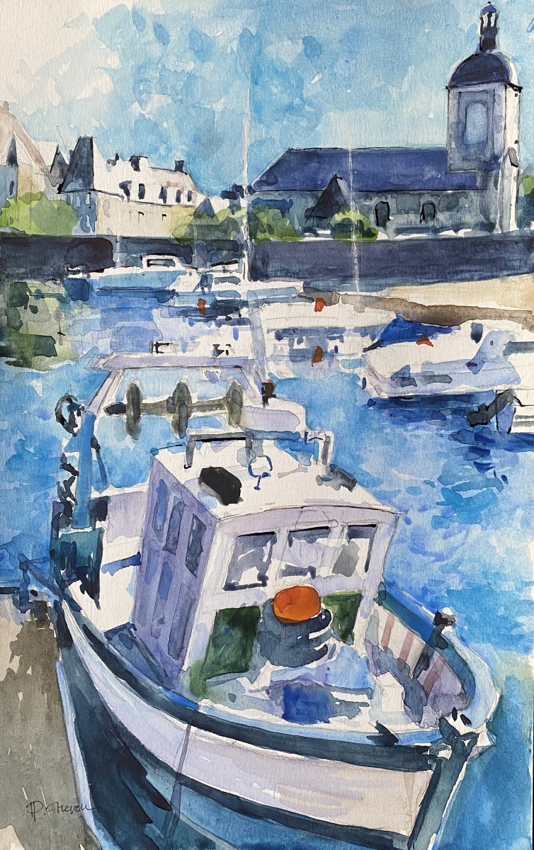 Watercolor Piriac-sur-mer Signed Pierre Neveu (1929-2025)