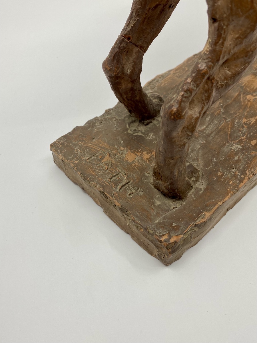 Terracotta Dog Sculpture By Richard Fath - Bourbonnais Braque-photo-1