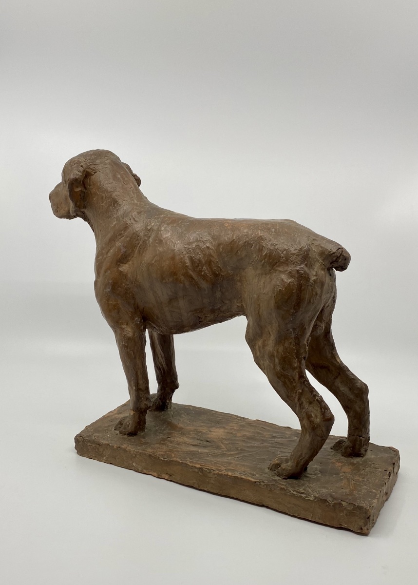 Terracotta Dog Sculpture By Richard Fath - Bourbonnais Braque-photo-2
