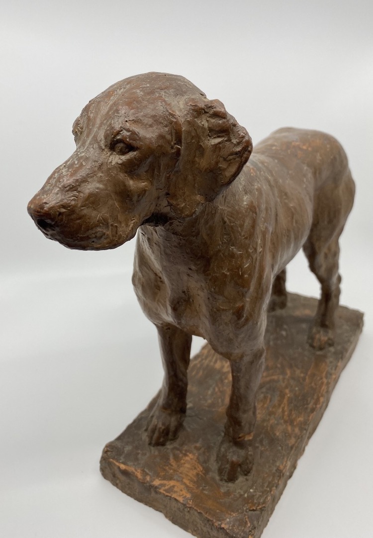 Terracotta Dog Sculpture By Richard Fath - Bourbonnais Braque