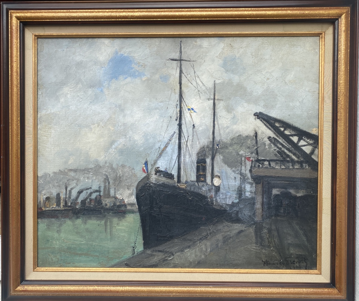 Huile sur toile signé datée en bas à droite et au dos en 1928  format hors cadre 65 cm x 54 cm 