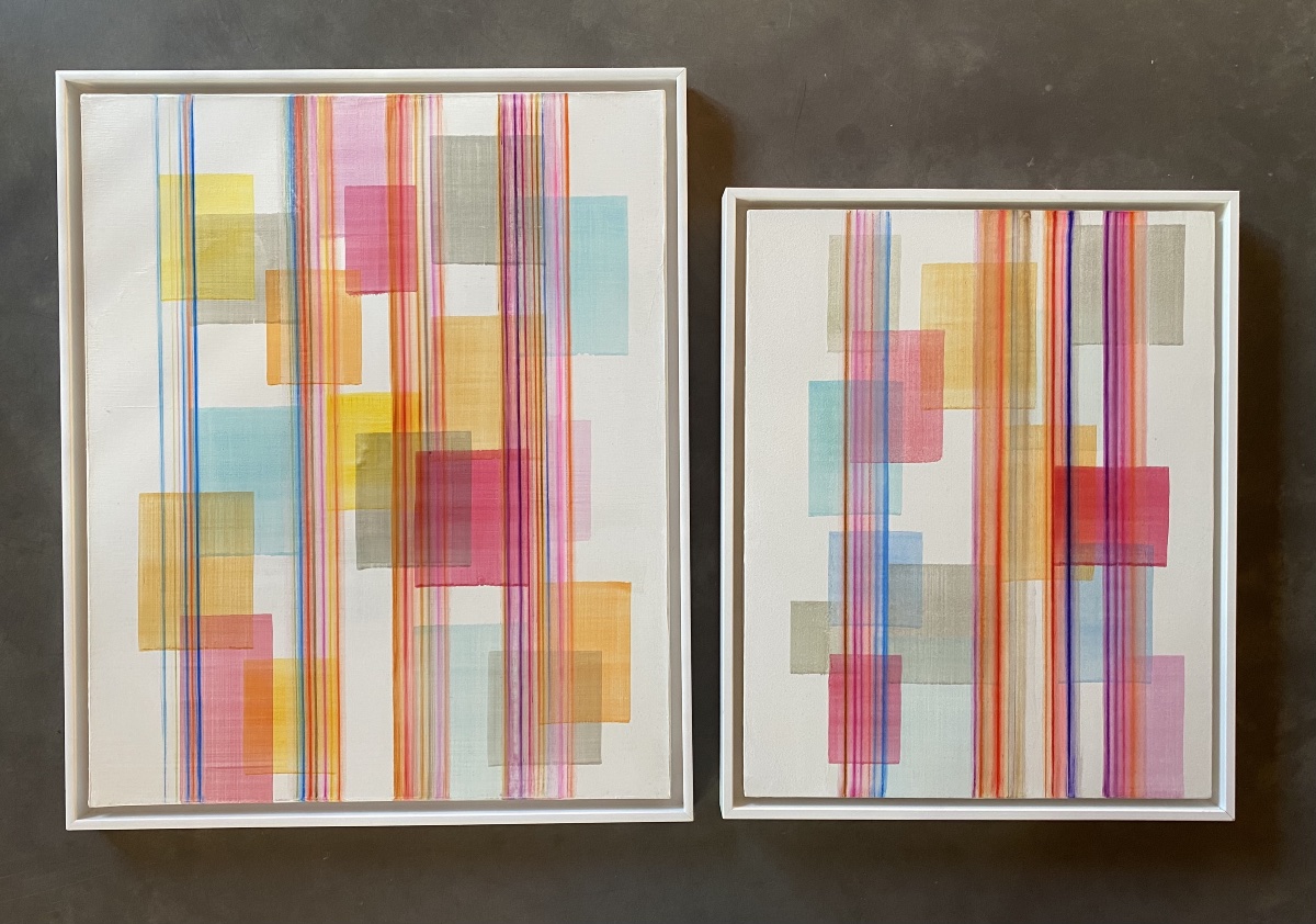 Diptych Of Modern Paintings - Nathalie Lesage